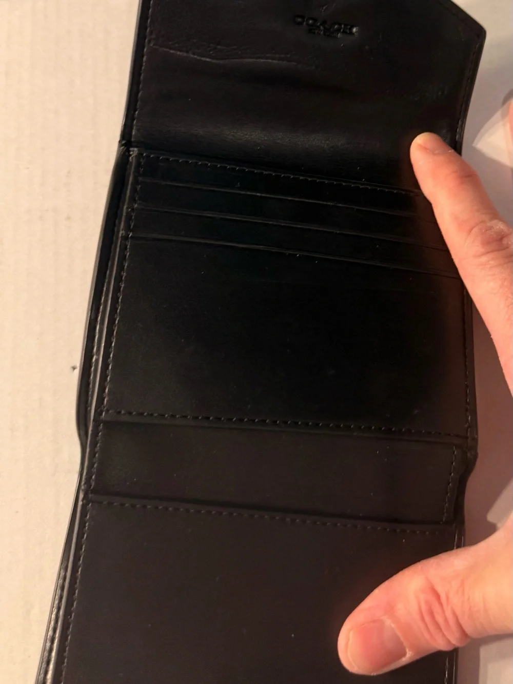 Coach Pebbled Leather Envelope Wallet in Dark Brown